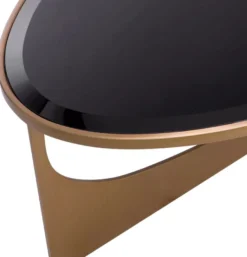 Casa Padrino Luxus Couchtisch Messing / Schwarz 101,5 x 41,5 x H. 78,5 cm - Ovaler Edelstahl Wohnzimmertisch mit Glasplatte - Luxus Möbel - Wohnzimmer Möbel - Luxus Einrichtung