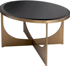 Casa Padrino Luxus Couchtisch Messing / Schwarz 101,5 x 41,5 x H. 78,5 cm - Ovaler Edelstahl Wohnzimmertisch mit Glasplatte - Luxus Möbel - Wohnzimmer Möbel - Luxus Einrichtung
