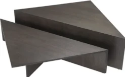 Casa Padrino Luxus Couchtisch Set Mokkafarben - 2 Eichenfurnier Wohnzimmertische - Wohnzimmer Möbel - Luxus Qualität