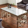 Casa Padrino Luxus Couchtisch Silber / Weiß 120 x 60 x H. 45 cm - Rechteckiger Wohnzimmertisch mit Edelstahlbeinen und Marmorglas Tischplatte - Luxus Wohnzimmer Möbel