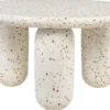 Casa Padrino Luxus Couchtisch Weiß Ø 80 x H. 40 cm - Runder Terrazzo Naturstein Wohnzimmertisch - Wohnzimmer Möbel - Naturstein Möbel - Luxus Möbel - Luxus Einrichtung