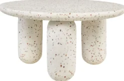 Casa Padrino Luxus Couchtisch Weiß Ø 80 x H. 40 cm - Runder Terrazzo Naturstein Wohnzimmertisch - Wohnzimmer Möbel - Naturstein Möbel - Luxus Möbel - Luxus Einrichtung