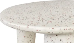 Casa Padrino Luxus Couchtisch Weiß Ø 80 x H. 40 cm - Runder Terrazzo Naturstein Wohnzimmertisch - Wohnzimmer Möbel - Naturstein Möbel - Luxus Möbel - Luxus Einrichtung