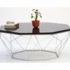 Casa Padrino Luxus Couchtisch Schwarz / Silber 90 cm - Hotel & Wohnzimmer Möbel