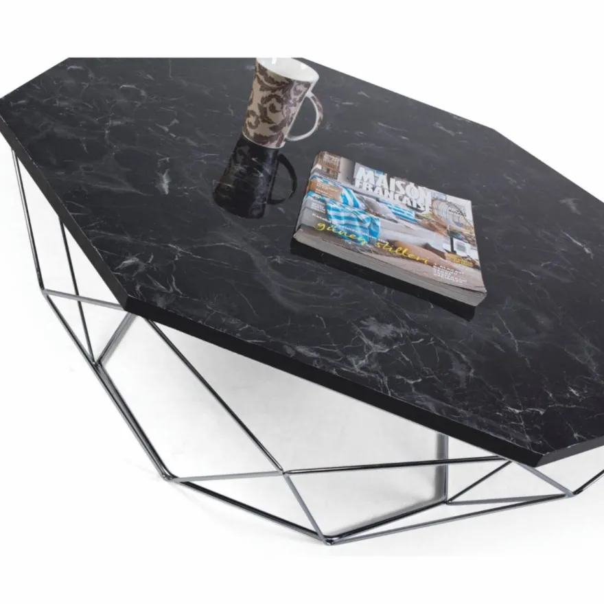 Casa Padrino Luxus Couchtisch Schwarz / Silber 90 cm - Hotel & Wohnzimmer Möbel