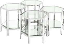 Casa Padrino Luxus Couchtisch 4er Set Silber - Designer Wohnzimmertisch
