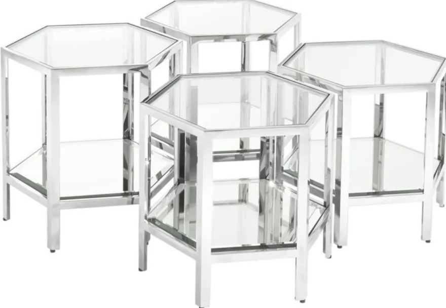 Casa Padrino Luxus Couchtisch 4er Set Silber - Designer Wohnzimmertisch