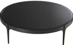 Casa Padrino Luxus Couchtisch Bronze / Messing / Schwarz Ø 124 x H. 34,5 cm - Runder Edelstahl Wohnzimmertisch mit Glasplatte - Luxus Wohnzimmer Möbel