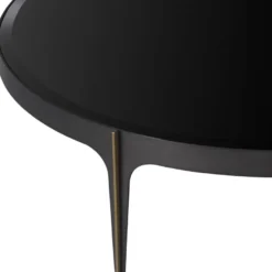 Casa Padrino Luxus Couchtisch Bronze / Messing / Schwarz Ø 124 x H. 34,5 cm - Runder Edelstahl Wohnzimmertisch mit Glasplatte - Luxus Wohnzimmer Möbel