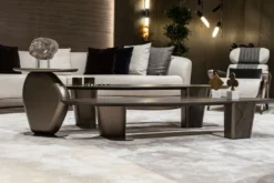 Casa Padrino Luxus Couchtisch 2er Set Dunkelbraun / Bronze - Luxus Wohnzimmertische - Wohnzimmer Möbel - Hotel Möbel - Luxus Möbel