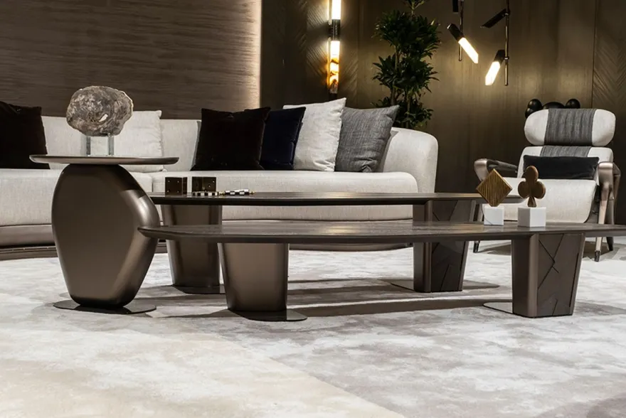 Casa Padrino Luxus Couchtisch 2er Set Dunkelbraun / Bronze - Luxus Wohnzimmertische - Wohnzimmer Möbel - Hotel Möbel - Luxus Möbel