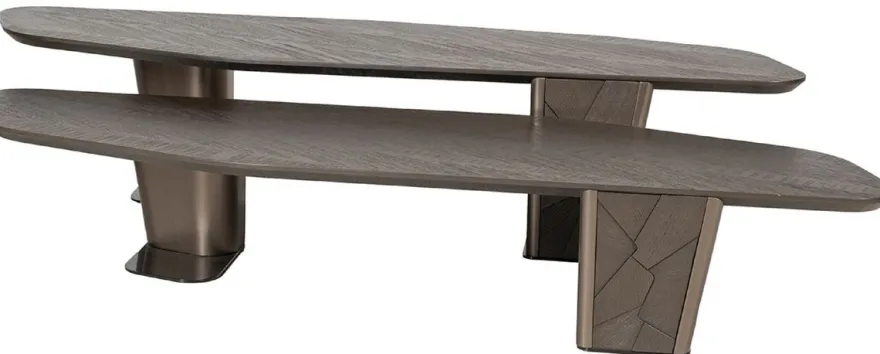 Casa Padrino Luxus Couchtisch 2er Set Dunkelbraun / Bronze - Luxus Wohnzimmertische - Wohnzimmer Möbel - Hotel Möbel - Luxus Möbel