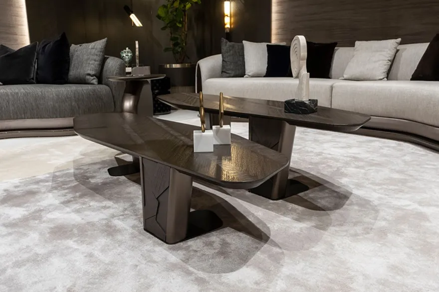 Casa Padrino Luxus Couchtisch 2er Set Dunkelbraun / Bronze - Luxus Wohnzimmertische - Wohnzimmer Möbel - Hotel Möbel - Luxus Möbel