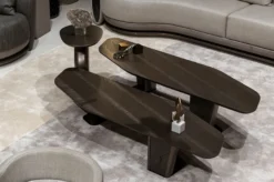 Casa Padrino Luxus Couchtisch 2er Set Dunkelbraun / Bronze - Luxus Wohnzimmertische - Wohnzimmer Möbel - Hotel Möbel - Luxus Möbel