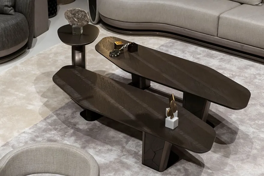 Casa Padrino Luxus Couchtisch 2er Set Dunkelbraun / Bronze - Luxus Wohnzimmertische - Wohnzimmer Möbel - Hotel Möbel - Luxus Möbel