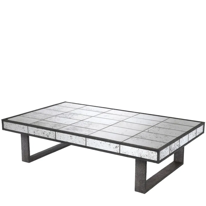 Casa Padrino Luxus Couchtisch aus Spiegelglas 126 x 73,5 x H. 32 cm - Luxus Wohnzimmer Möbel - Antik Look