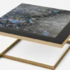 Casa Padrino Luxus Couchtisch Messingfarben / Blau-Schwarz / Schwarz 93 x 93 x H. 40 cm - Moderner quadratischer Wohnzimmertisch mit Granitplatte & Glasplatte - Luxus Wohnzimmer Möbel