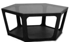 Casa Padrino Luxus Couchtisch Schwarz 90 x 78 x H. 35 cm - Wohnzimmertisch mit schwarz getönter Glasplatte - Wohnzimmer Möbel - Luxus Möbel