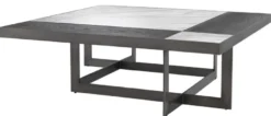 Casa Padrino Luxus Couchtisch Weiß / Lila / Mokka 110 x 110 x H. 35 cm - Wohnzimmertisch mit Marmorplatten und Edelstahl Gestell - Luxus Möbel