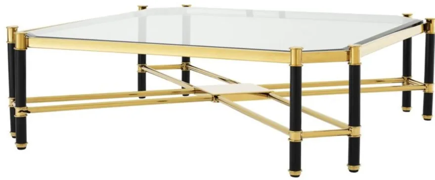 Casa Padrino Luxus Couchtisch Gold / Schwarz 115 x 115 x H. 35,5 cm - Limited Edition