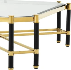 Casa Padrino Luxus Couchtisch Gold / Schwarz 115 x 115 x H. 35,5 cm - Limited Edition