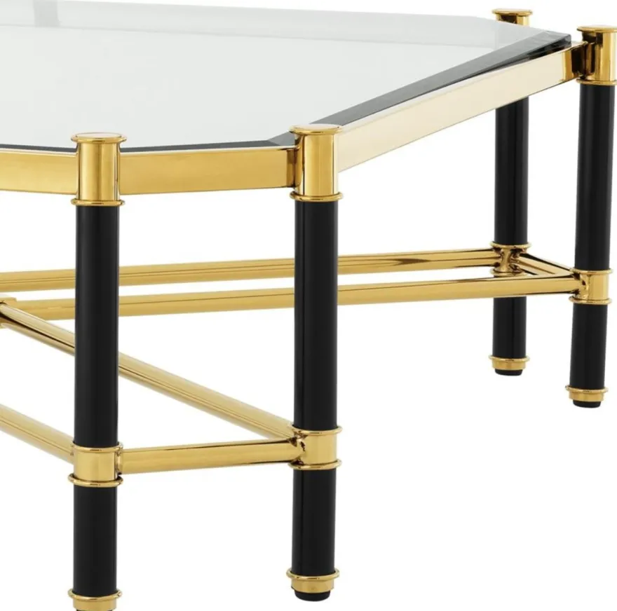 Casa Padrino Luxus Couchtisch Gold / Schwarz 115 x 115 x H. 35,5 cm - Limited Edition