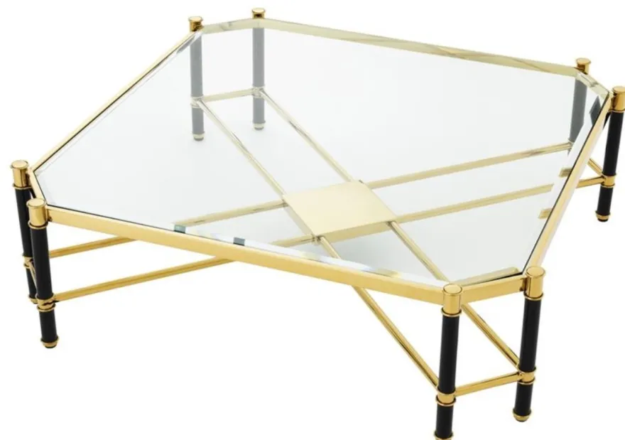 Casa Padrino Luxus Couchtisch Gold / Schwarz 115 x 115 x H. 35,5 cm - Limited Edition
