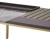 Casa Padrino Luxus Couchtisch Messingfarben / Grau / Braun 169,5 x 99,5 x H. 27 cm - Moderner Wohnzimmertisch - Luxus Wohnzimmer Möbel - Luxus Qualität