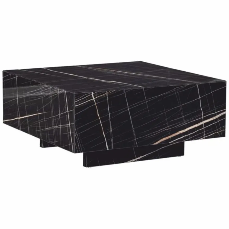 Casa Padrino Luxus Couchtisch in Marmoroptik Schwarz 104 cm - Wohnzimmer Möbel