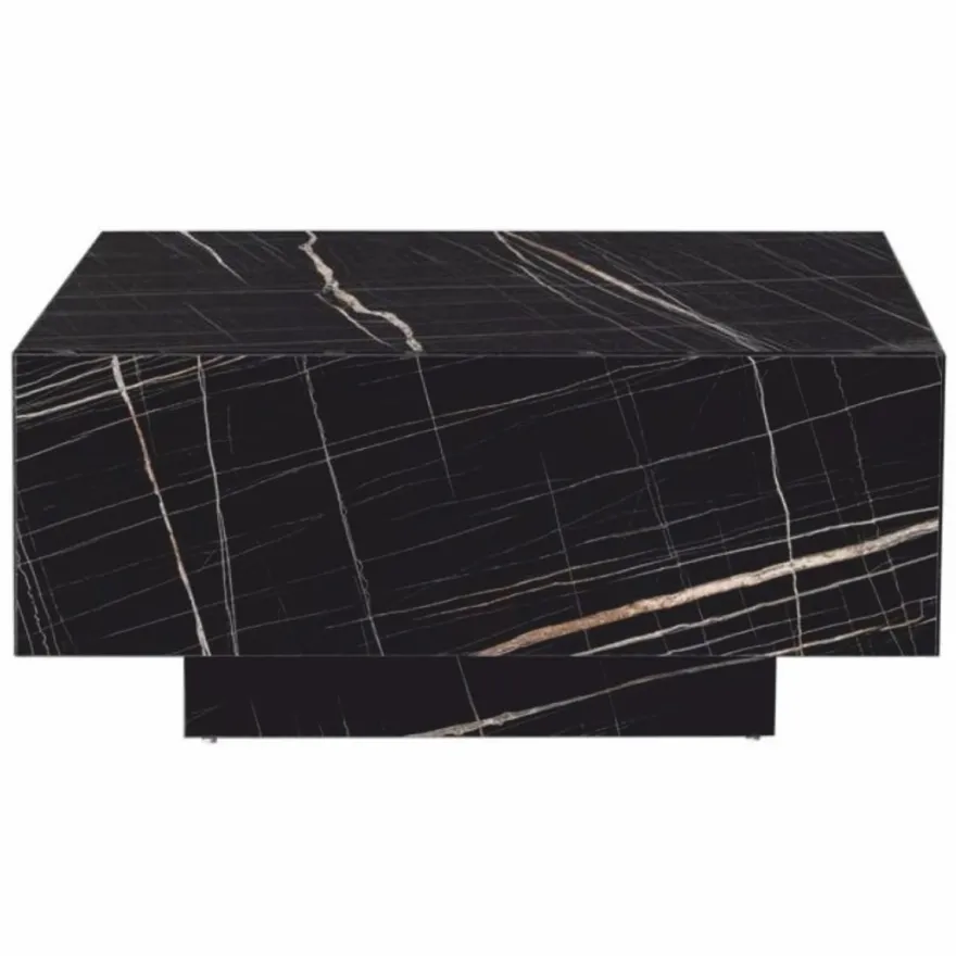 Casa Padrino Luxus Couchtisch in Marmoroptik Schwarz 104 cm - Wohnzimmer Möbel