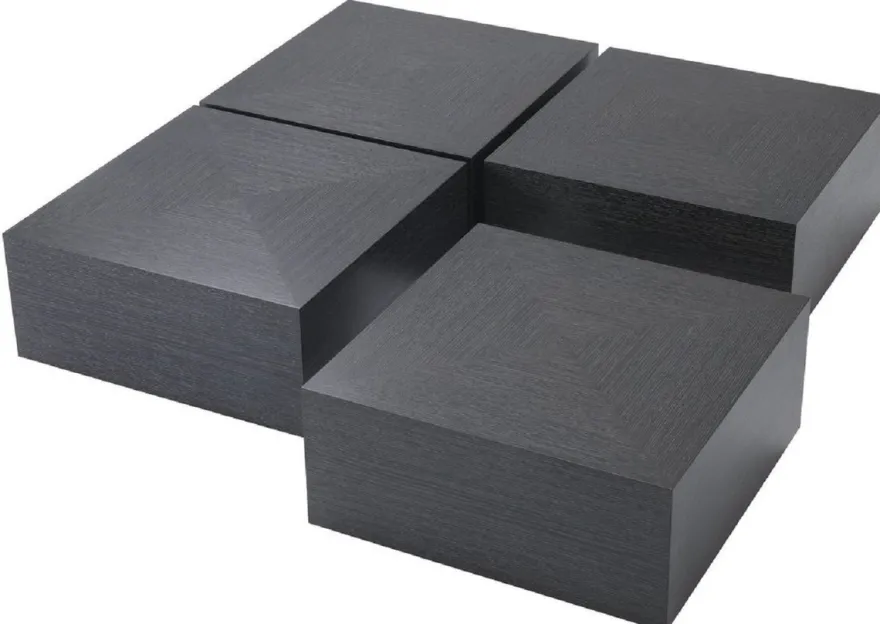 Casa Padrino Luxus Couchtisch 4er Set Anthrazitgrau 65 x 65 x H. 32,5 cm - Quadratische Massivholz Wohnzimmertische - Wohnzimmer Möbel