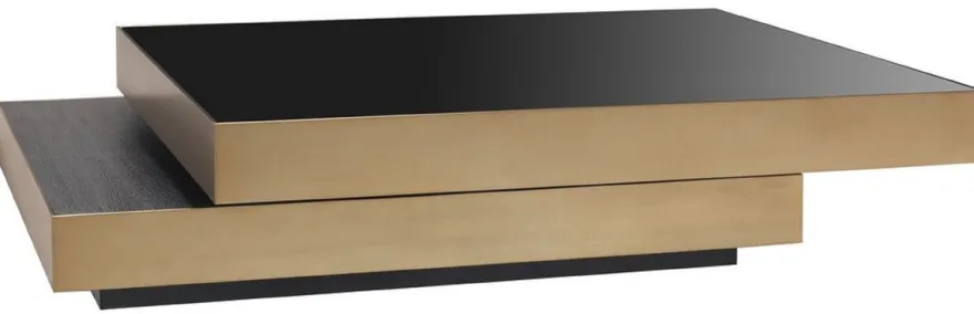 Casa Padrino Luxus Couchtisch Messingfarben / Anthrazitgrau / Schwarz 124 x 135 x H. 32 cm - Moderner Wohnzimmertisch - Wohnzimmer Möbel - Luxus Qualität