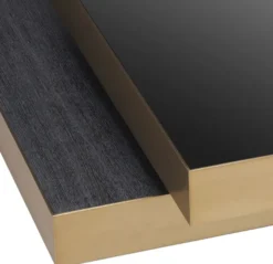 Casa Padrino Luxus Couchtisch Messingfarben / Anthrazitgrau / Schwarz 124 x 135 x H. 32 cm - Moderner Wohnzimmertisch - Wohnzimmer Möbel - Luxus Qualität