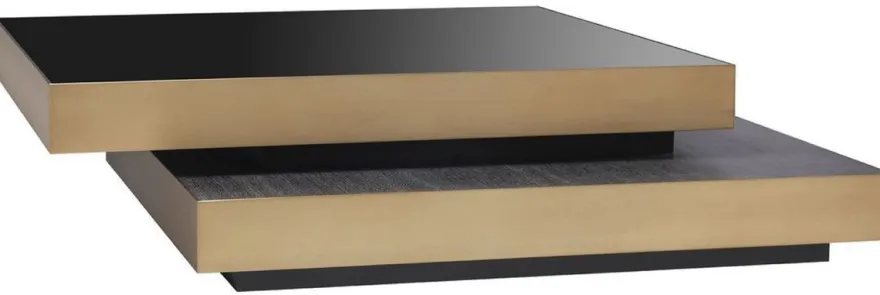 Casa Padrino Luxus Couchtisch Messingfarben / Anthrazitgrau / Schwarz 124 x 135 x H. 32 cm - Moderner Wohnzimmertisch - Wohnzimmer Möbel - Luxus Qualität