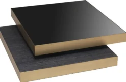 Casa Padrino Luxus Couchtisch Messingfarben / Anthrazitgrau / Schwarz 124 x 135 x H. 32 cm - Moderner Wohnzimmertisch - Wohnzimmer Möbel - Luxus Qualität