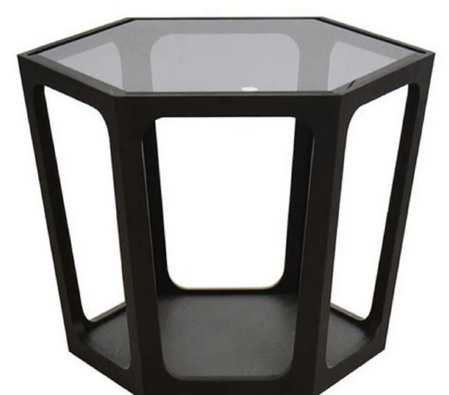 Casa Padrino Luxus Couchtisch Schwarz 70 x 61 x H. 44 cm - Wohnzimmertisch mit schwarz getönter Glasplatte - Wohnzimmer Möbel - Luxus Möbel