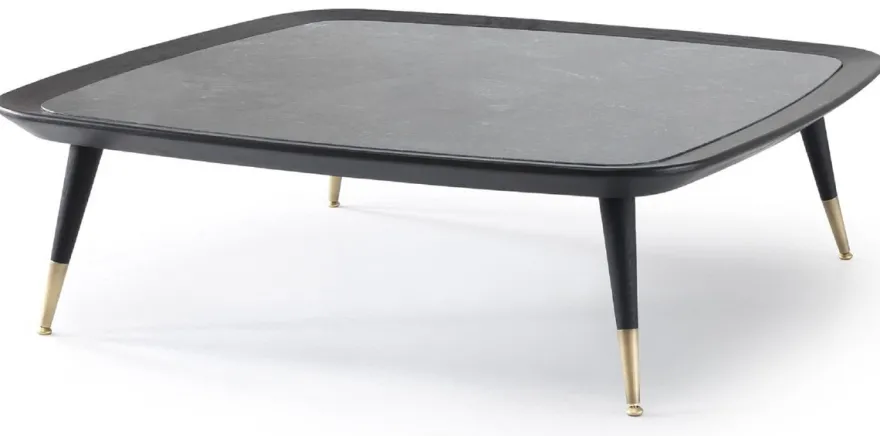 Casa Padrino Luxus Couchtisch Schwarz / Grün / Antik Messing 120 x 120 x H. 38 cm - Quadratischer Wohnzimmertisch mit Marmorplatte - Wohnzimmer Möbel - Hotel Möbel - Luxus Möbel