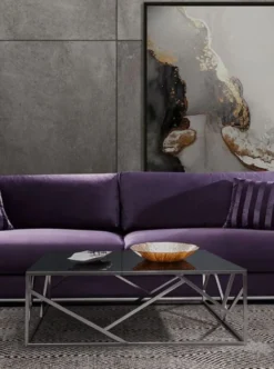 Casa Padrino Luxus Couchtisch Silber / Schwarz 125 x 125 x H. 43 cm - Quadratischer Edelstahl Wohnzimmertisch mit Glasplatte - Wohnzimmer Möbel - Luxus Qualität