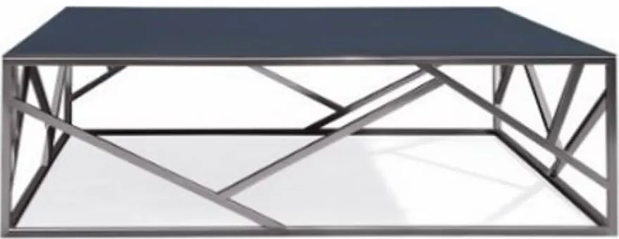 Casa Padrino Luxus Couchtisch Silber / Schwarz 125 x 125 x H. 43 cm - Quadratischer Edelstahl Wohnzimmertisch mit Glasplatte - Wohnzimmer Möbel - Luxus Qualität