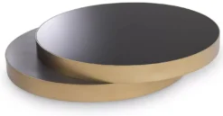 Casa Padrino Luxus Couchtisch Messing / Schwarz / Schwarzgrau 140 x 120 x H. 28,5 cm - Moderner Wohnzimmertisch - Wohnzimmer Möbel - Luxus Qualität