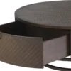 Casa Padrino Luxus Couchtisch Bronze Ø 100 x H. 40,5 cm - Runder Wohnzimmertisch mit 2 Schubladen - Luxus Wohnzimmermöbel