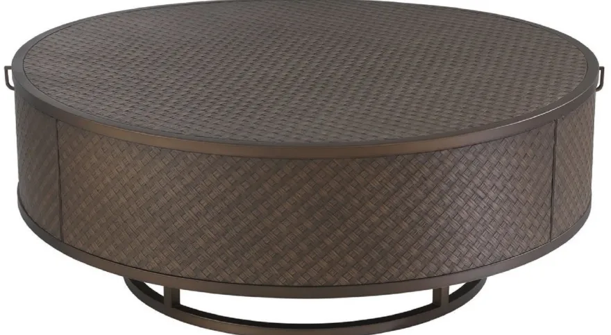 Casa Padrino Luxus Couchtisch Bronze Ø 100 x H. 40,5 cm - Runder Wohnzimmertisch mit 2 Schubladen - Luxus Wohnzimmermöbel