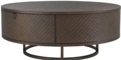 Casa Padrino Luxus Couchtisch Bronze Ø 100 x H. 40,5 cm - Runder Wohnzimmertisch mit 2 Schubladen - Luxus Wohnzimmermöbel