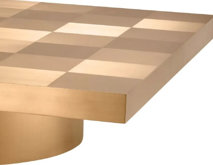Casa Padrino Luxus Couchtisch Messing 134 x 134 x H. 30 cm - Quadratischer Edelstahl Wohnzimmertisch - Wohnzimmer Möbel - Edelstahl Möbel - Luxus Möbel - Luxus Einrichtung