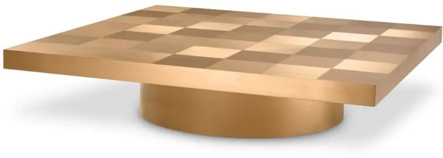 Casa Padrino Luxus Couchtisch Messing 134 x 134 x H. 30 cm - Quadratischer Edelstahl Wohnzimmertisch - Wohnzimmer Möbel - Edelstahl Möbel - Luxus Möbel - Luxus Einrichtung