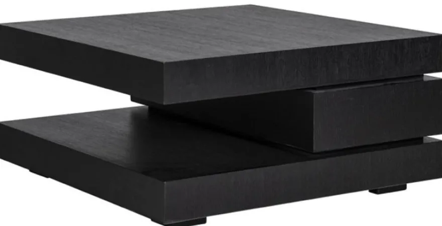 Casa Padrino Luxus Couchtisch Schwarz 90 x 90 x H. 42 cm - Quadratischer Massivholz Wohnzimmertisch - Wohnzimmer Möbel - Luxus Möbel - Luxus Einrichtung