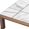 Casa Padrino Luxus Couchtisch Antik Messingfarben / Weiß / Lila 119 x 119 x H. 29 cm - Moderner Edelstahl Wohnzimmertisch mit Marmorplatten - Wohnzimmer Möbel
