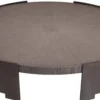 Casa Padrino Luxus Couchtisch Grau / Bronze Ø 118,5 x H. 24,5 cm - Runder Wohnzimmertisch mit Massivholz Tischplatte - Wohnzimmer Möbel - Massivholz Möbel - Luxus Möbel - Luxus Einrichtung