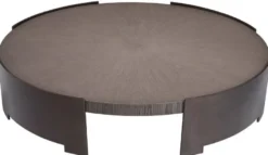 Casa Padrino Luxus Couchtisch Grau / Bronze Ø 118,5 x H. 24,5 cm - Runder Wohnzimmertisch mit Massivholz Tischplatte - Wohnzimmer Möbel - Massivholz Möbel - Luxus Möbel - Luxus Einrichtung