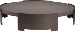 Casa Padrino Luxus Couchtisch Grau / Bronze Ø 118,5 x H. 24,5 cm - Runder Wohnzimmertisch mit Massivholz Tischplatte - Wohnzimmer Möbel - Massivholz Möbel - Luxus Möbel - Luxus Einrichtung
